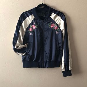 Love tree embroidered bomber jacket